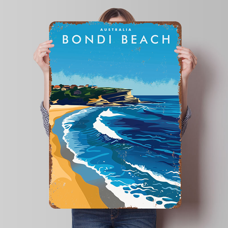 Travel Accessories Australia - ボンダイビーチオーストラリア旅行ポスターカスタマイズされたヴィンテージメタルサインウォールアートレトロブリキプラーク家の装飾アクセサリー用