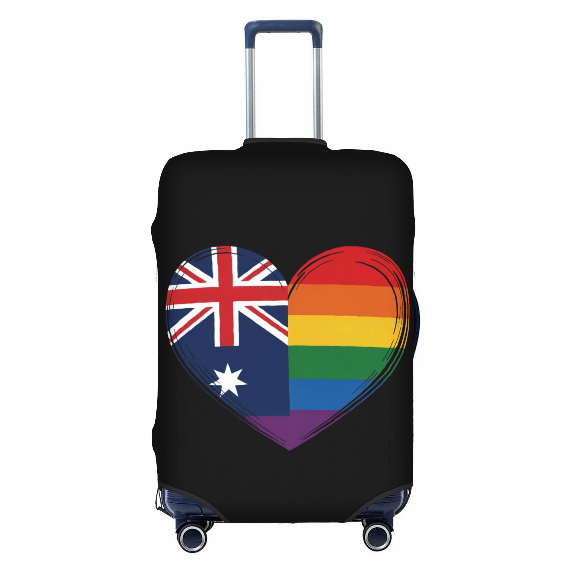 Travel Accessories Australia - LGBTQ オーストラリア ゲイプライド ハート スーツケースカバー 弾性素材
