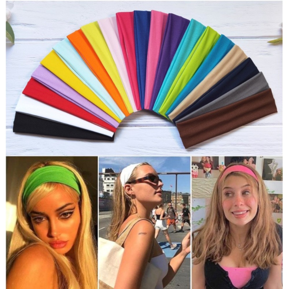 Travel Yoga Accessories - 男性女性ヘッドバンド快適な吸汗性弾性スポーツヘッドバンドセットポリエステル無地ヨガランニングヘアアクセサリー
