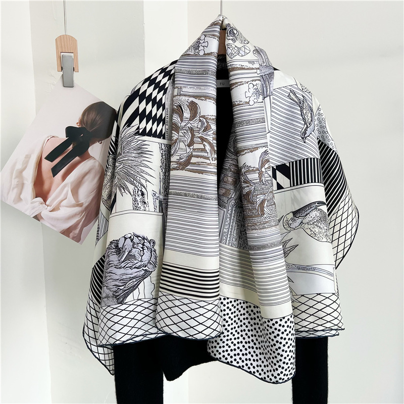 Travel Accessories Neck - 大きなシルクスカーフブランドデザイナー手巻きエッジショール女性バンダナアクセサリーベルトヘアネックスカーフヘッドスカーフ