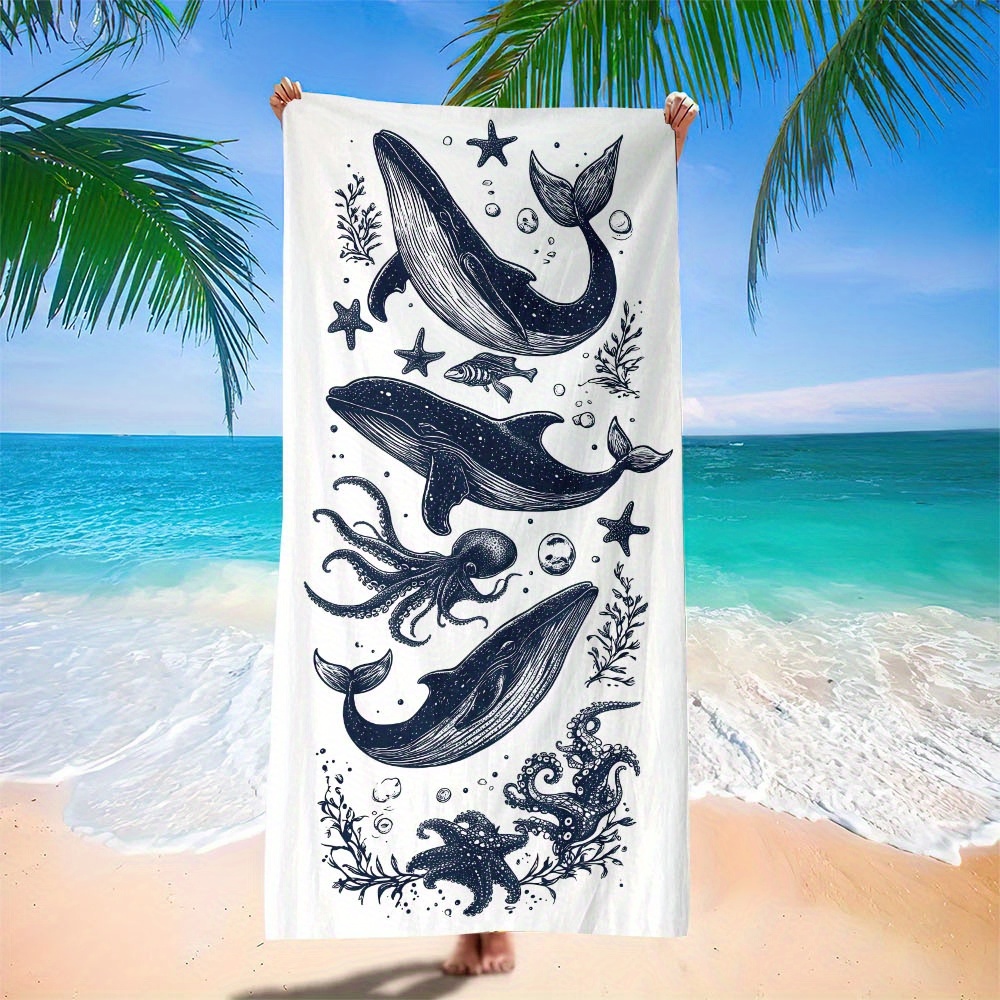 1PC オーシャンアニマルビーチタオル、ヨガ、水泳、キャンプ - Travel Yoga Accessories のレビューと価格