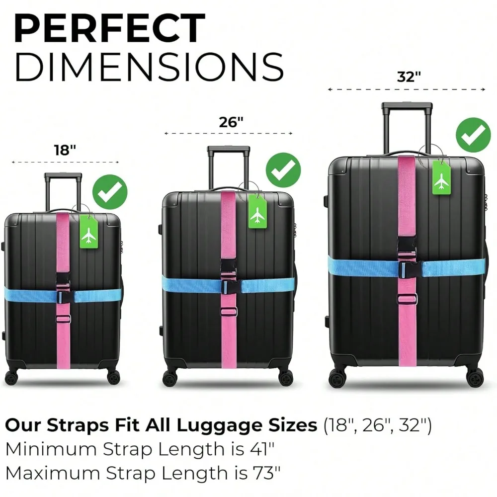 荷物ストラップセット 荷物タグ付き 複数の色の荷物ストラップ - Travel Accessories List のレビューと価格