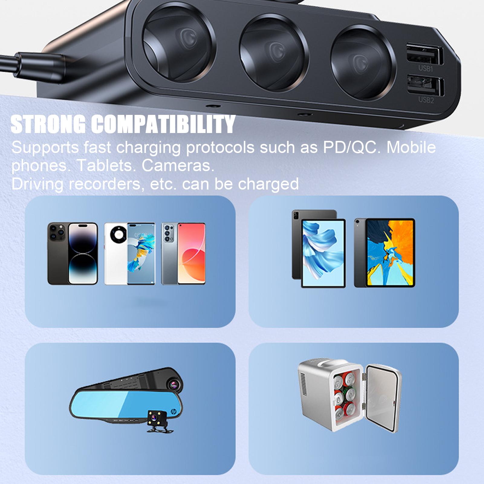 車の充電ポート急速充電 7 ポートカーアダプター安全で効果的 - Travel Accessories For Road Trip のレビューと価格