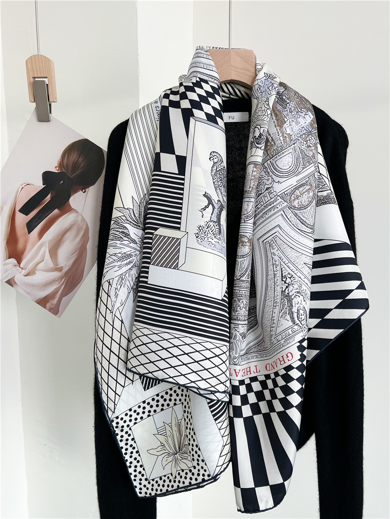 大きなシルクスカーフブランドデザイナー手巻きエッジショール女 - Travel Accessories Neck のレビューと価格