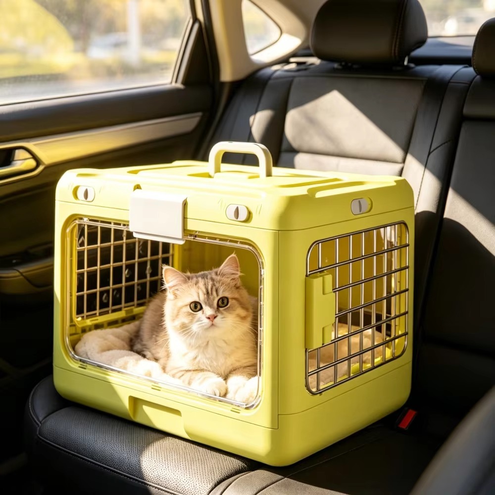 落下防止折りたたみ式子犬用クレート、猫用トラベルケージ、通気 - Travel Accessories Dropshipping のレビューと価格